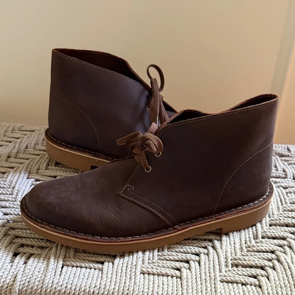Clarks Bushacre Brown Leather Chukka Boots Men's 10